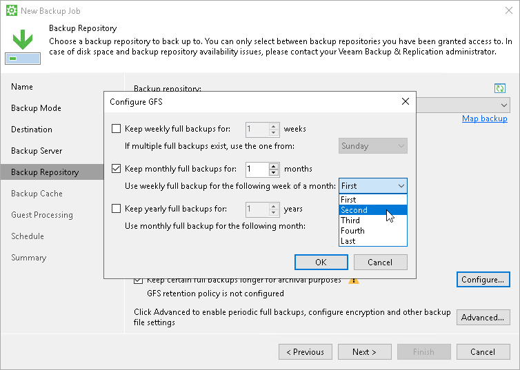 Specify GFS Retention Policy Step 7. Specify GFS Retention Policy