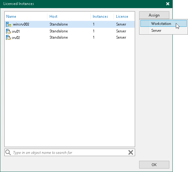 Assign License to Veeam Agent Assigning License to Veeam Agent