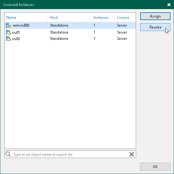Revoke License Viewing Licensed Veeam Agents and Revoking License