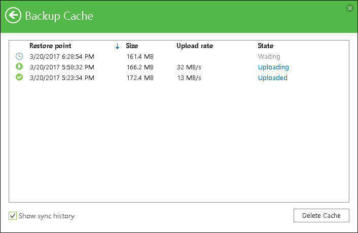 Monitoring Backup Cache Activity