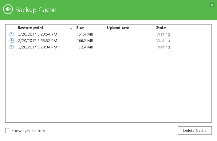 Monitoring Backup Cache Activity