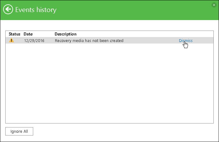 Viewing and Dismissing Veeam Agent Events