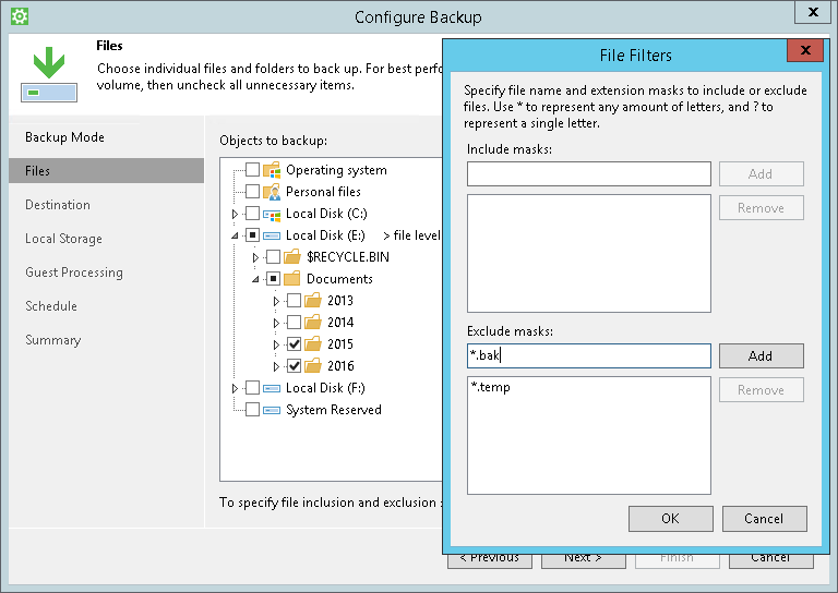 Selecting Folders to Back Up