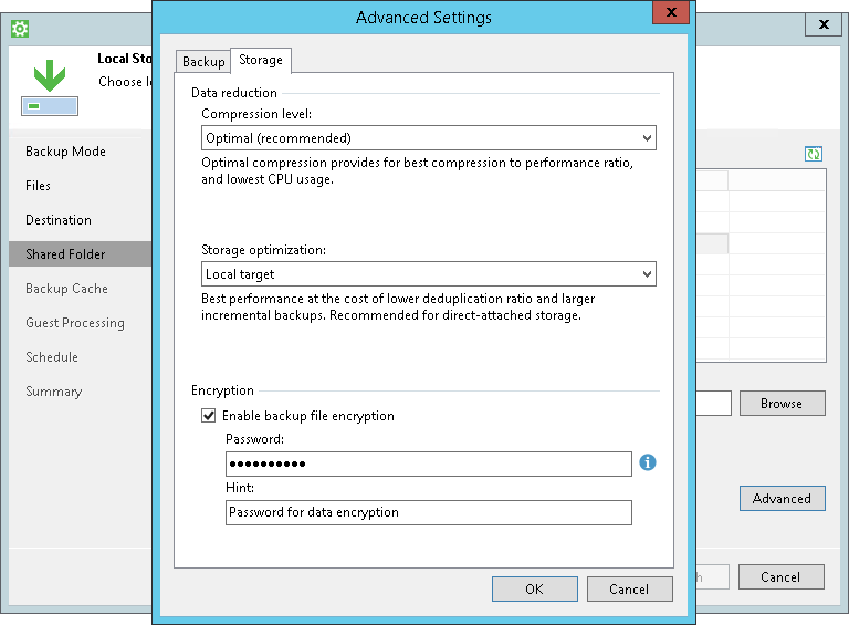 Storage Settings