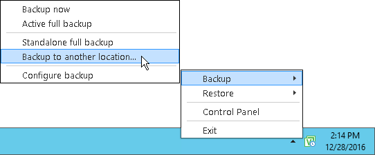 Performing Backup to Another Location