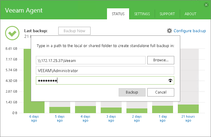 Performing Backup to Another Location