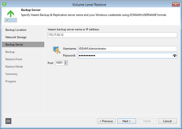 Backup Server Settings