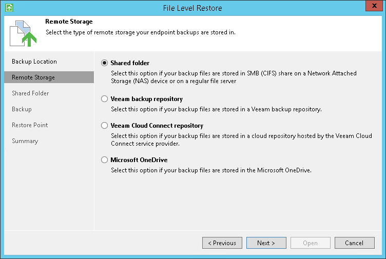 Step 3. Select Remote Storage Type
