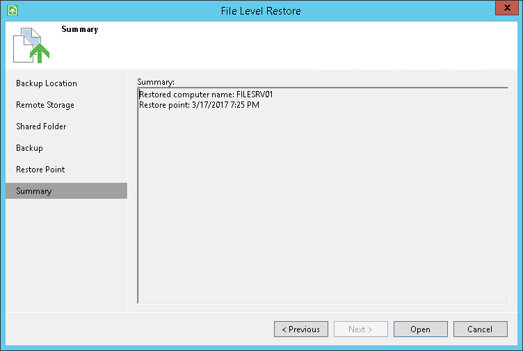 Step 7. Complete Restore Process