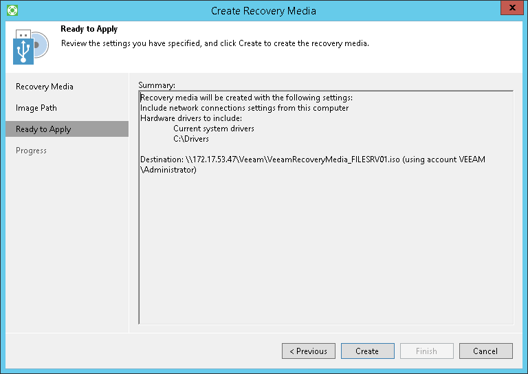 Step 4. Review Recovery Image Settings