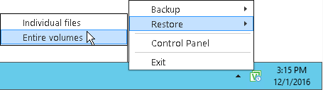 Step 1. Launch Volume Level Restore Wizard