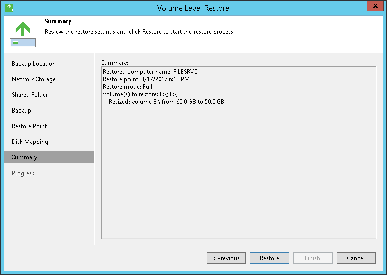 Step 9. Complete Restore Process
