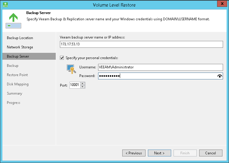 Backup Server Settings
