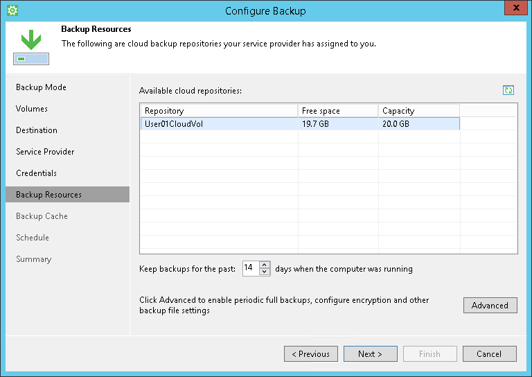 Perform Backup to Cloud Repository