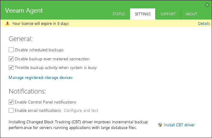 Viewing and Dismissing Veeam Agent Events