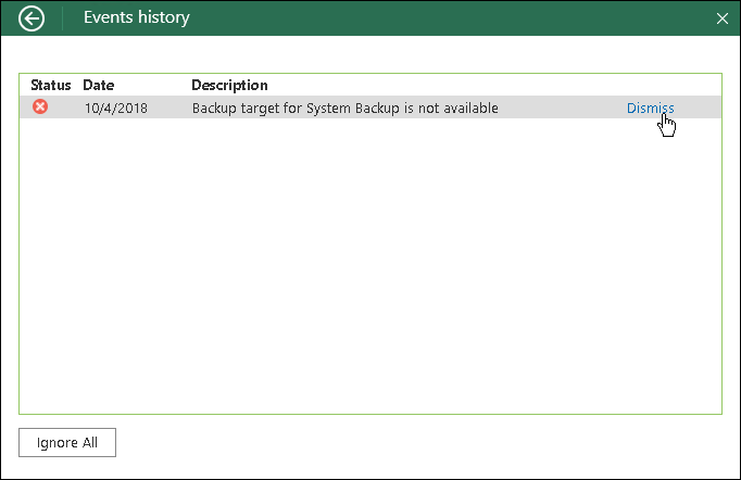 Viewing and Dismissing Veeam Agent Events