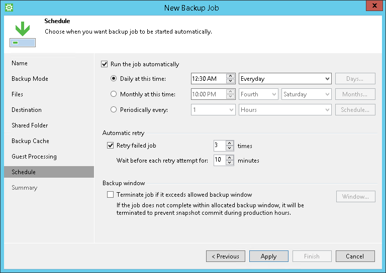 Scheduling Settings in Server Edition
