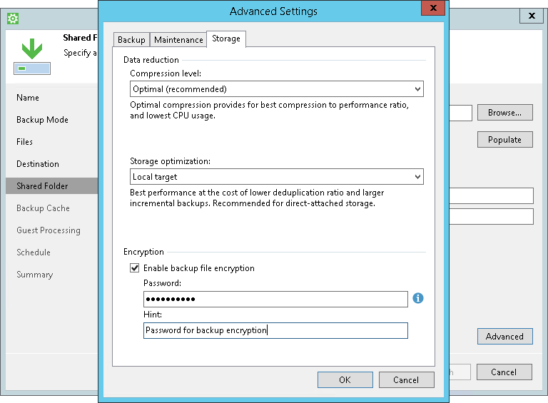 Storage Settings