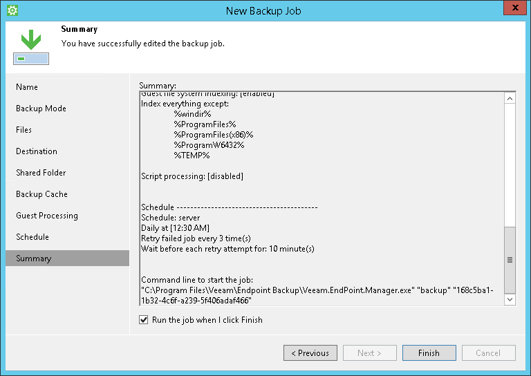 Step 11. Review Backup Job Settings