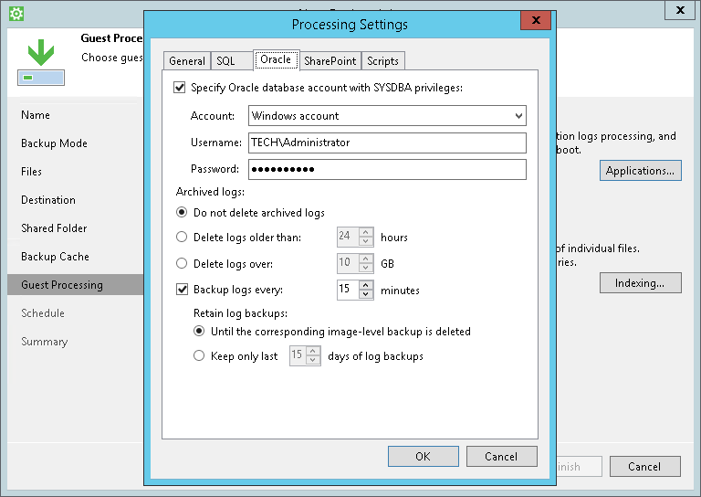 Oracle Archived Log Settings 