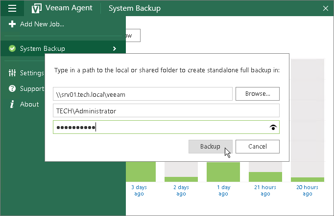 Performing Backup to Another Location