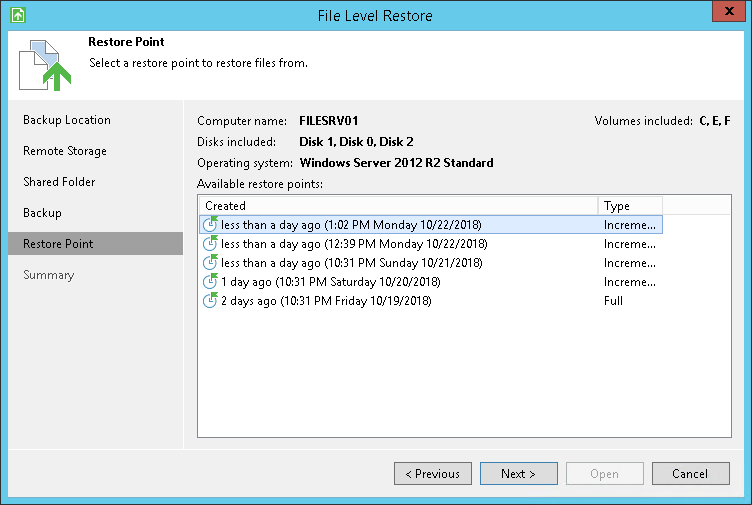 Step 6. Select Restore Point