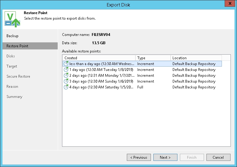 Step 3. Select Restore Point