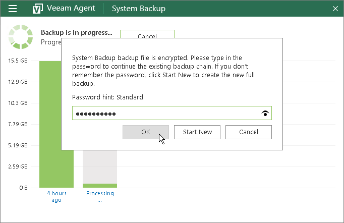 Resuming Encrypted Backup Chain