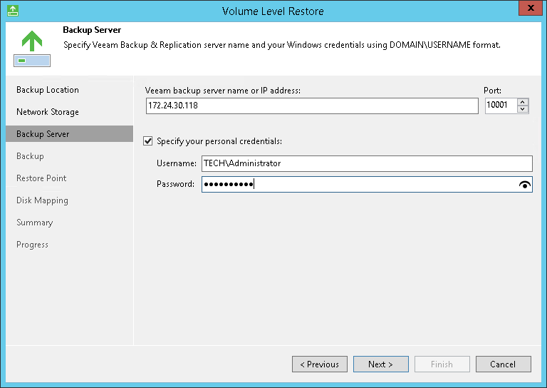 Backup Server Settings
