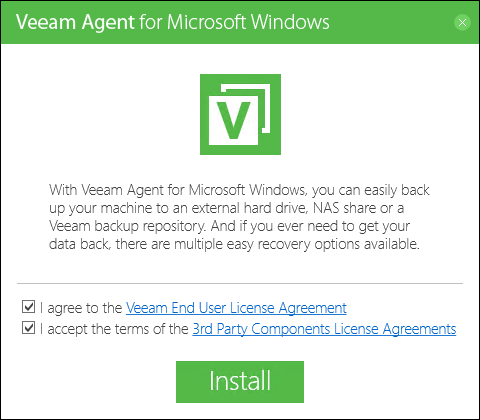 Installing Veeam Agent for Microsoft Windows