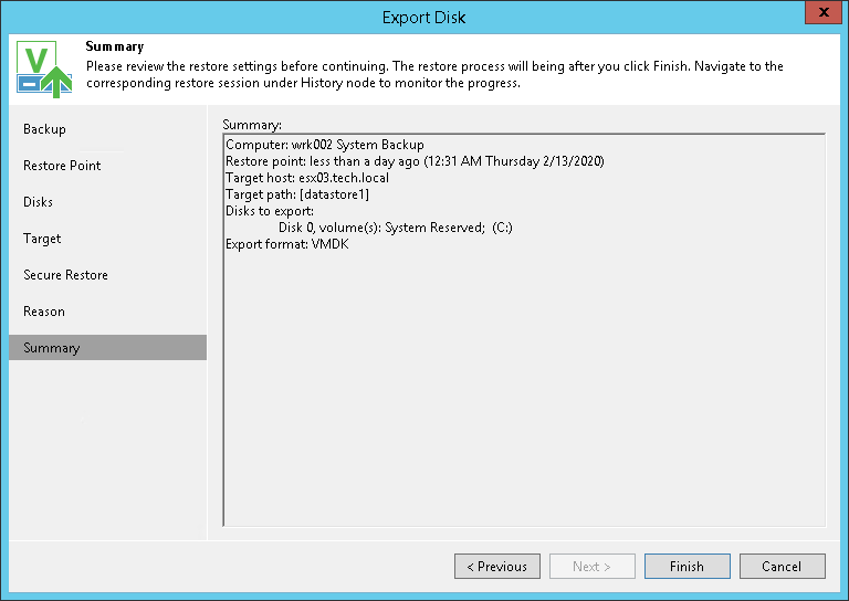 Step 8. Complete Restore Process