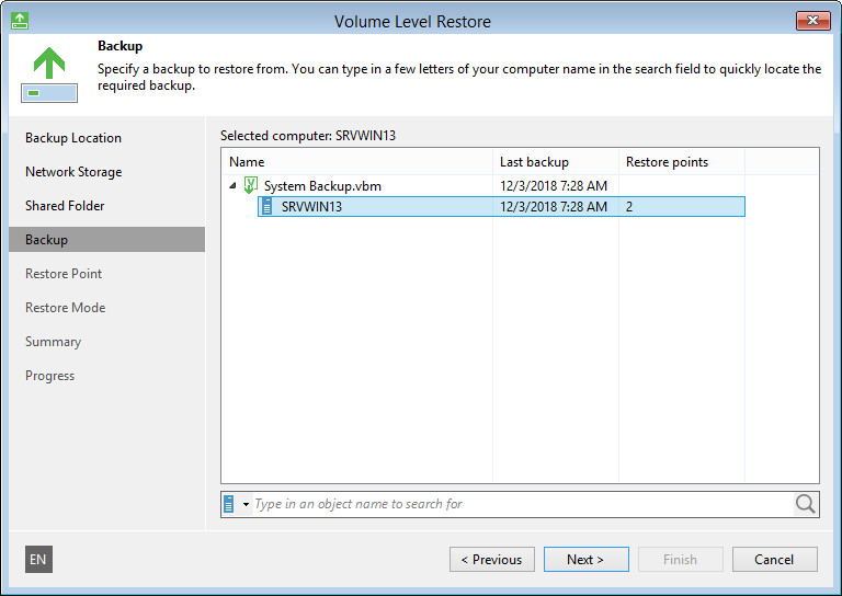 Perform Bare-Metal Recovery