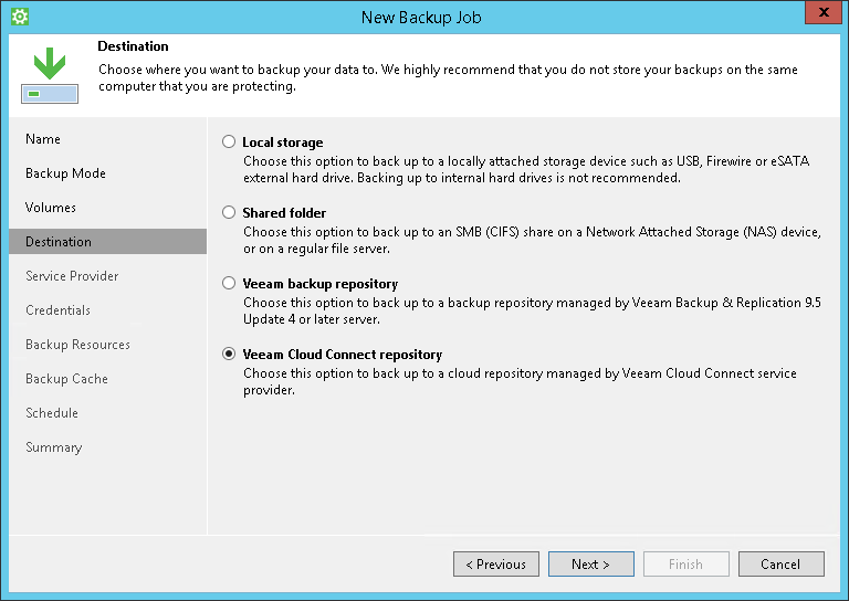 Perform Backup to Cloud Repository