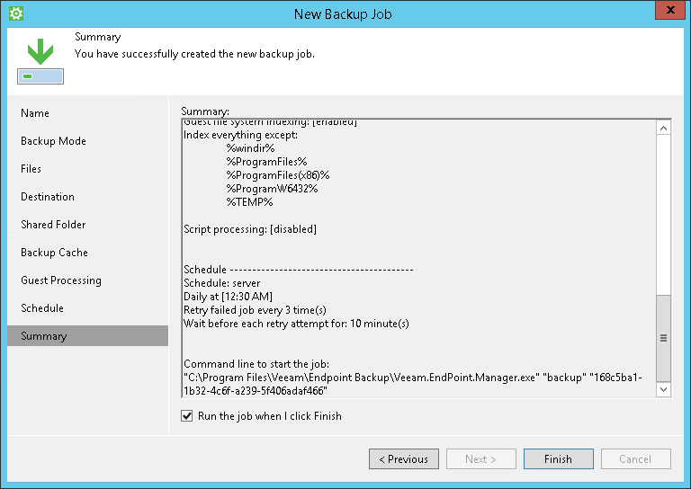 Step 12. Review Backup Job Settings