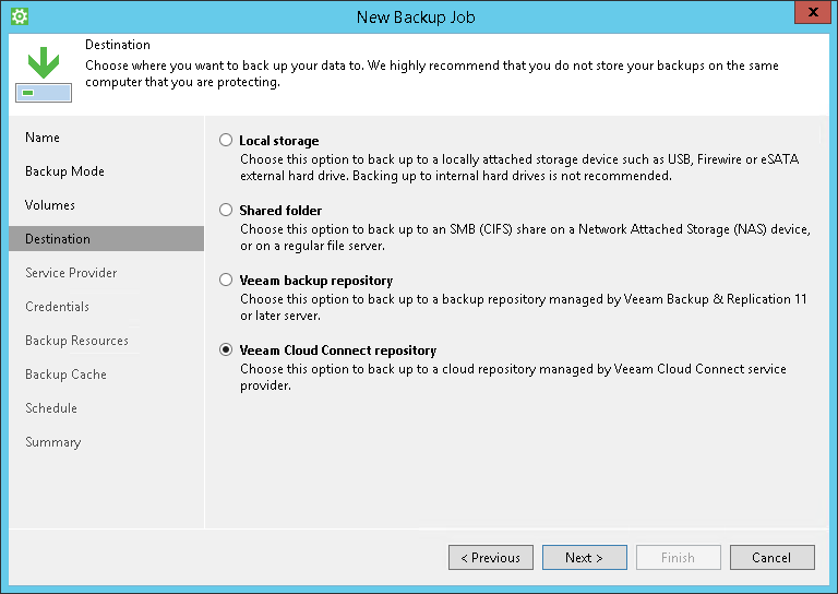 Perform Backup to Cloud Repository