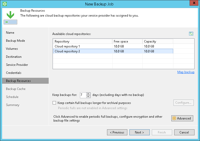 Perform Backup to Cloud Repository