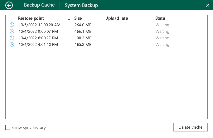 Monitoring Backup Cache Activity
