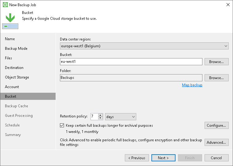 Google Cloud Storage Settings
