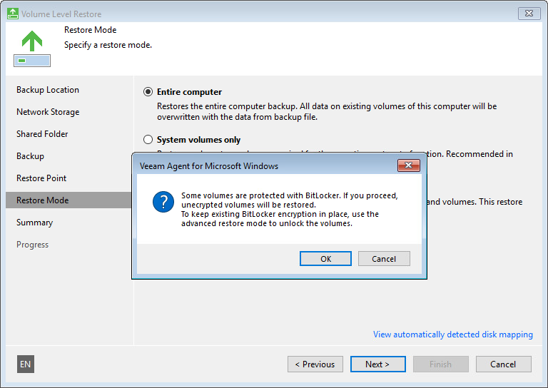 BitLocker Encrypted Volumes Support