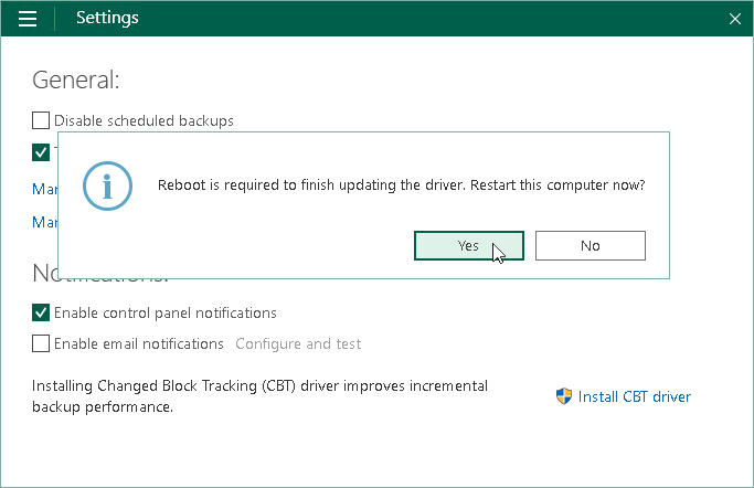Installing Veeam CBT Driver