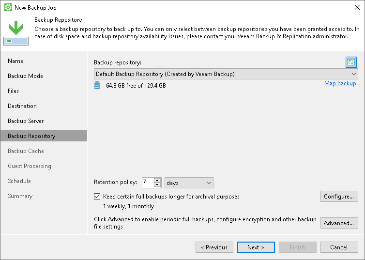 Veeam Backup Repository Settings