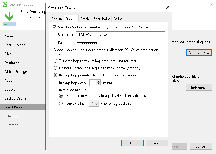 Microsoft SQL Server Transaction Log Settings