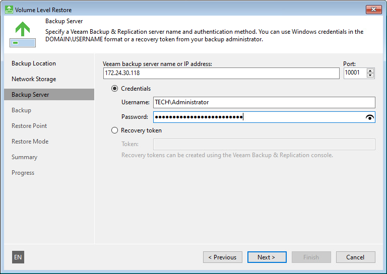 Backup Server Settings