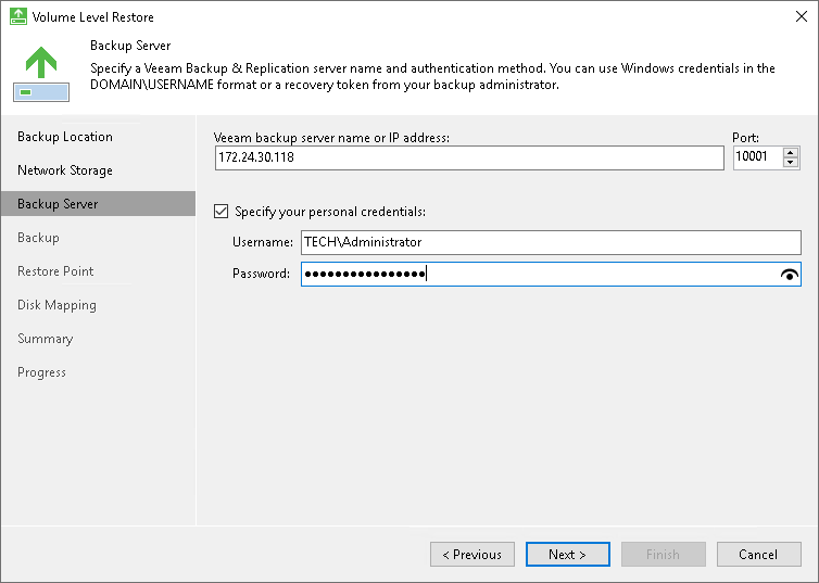 Backup Server Settings