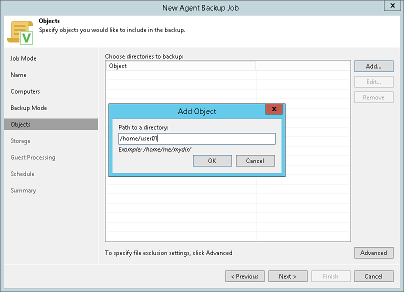 Specifying Directories to Back Up