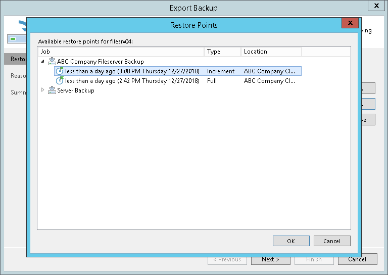 Exporting Backups
