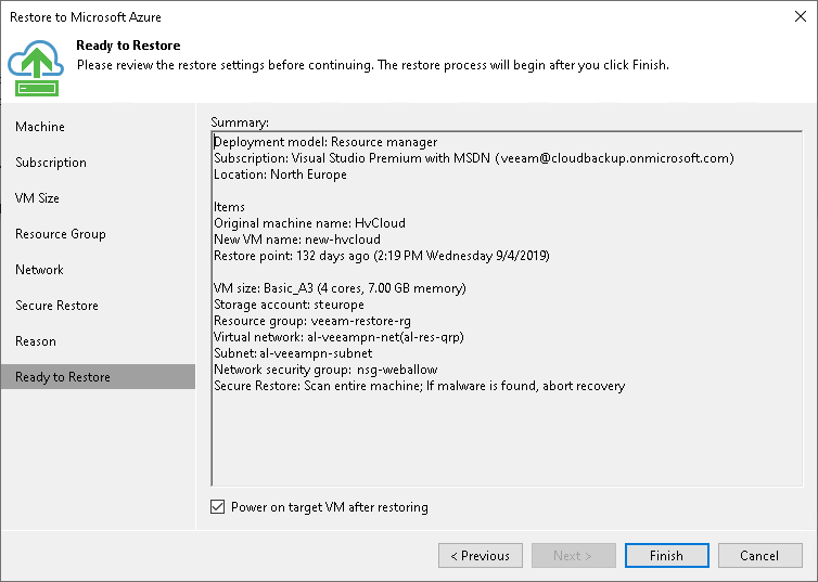 Step 9. Start Restore Process