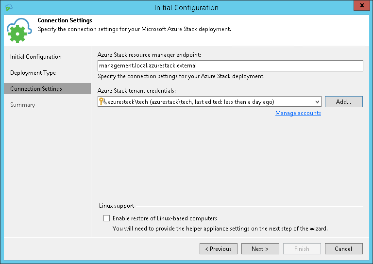 Adding Microsoft Azure Stack Accounts