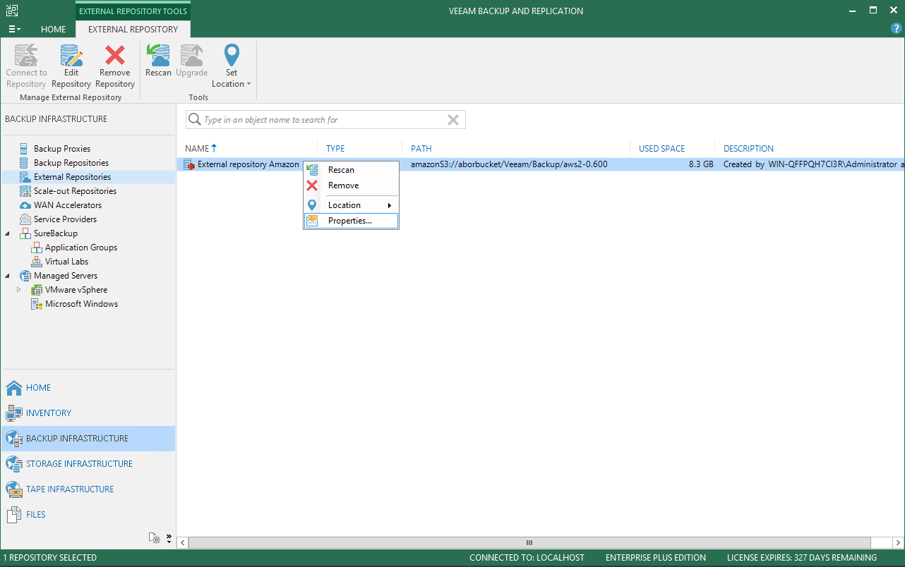 Editing Settings of External Repository