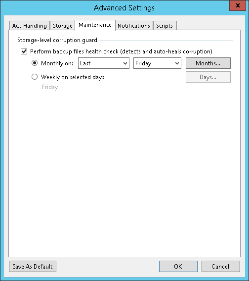 Maintenance Settings